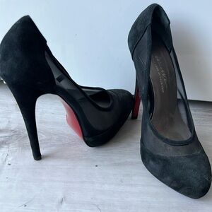 Suede platform red bottoms heels